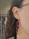 Pendientes Triples Cuentas Rosa Fucsia