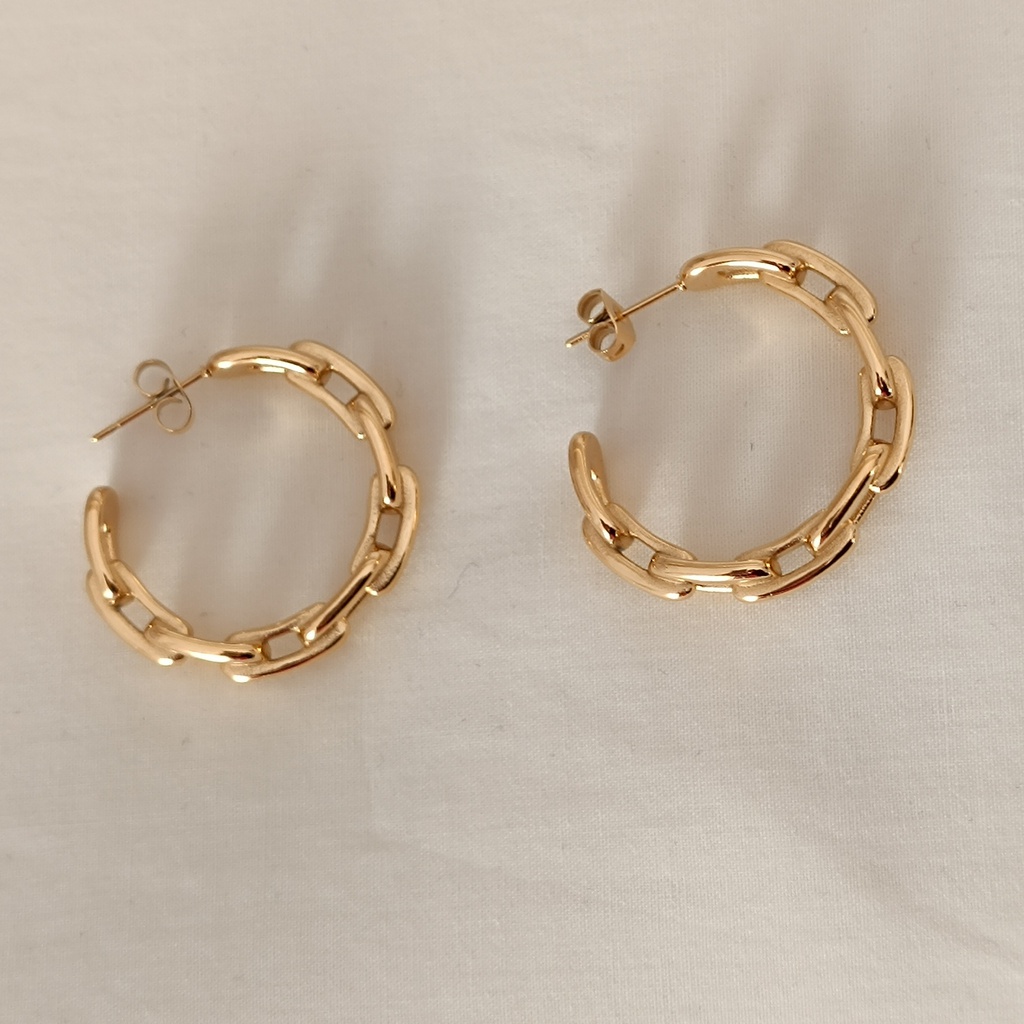 Aros Cadena Eslabones Dorado