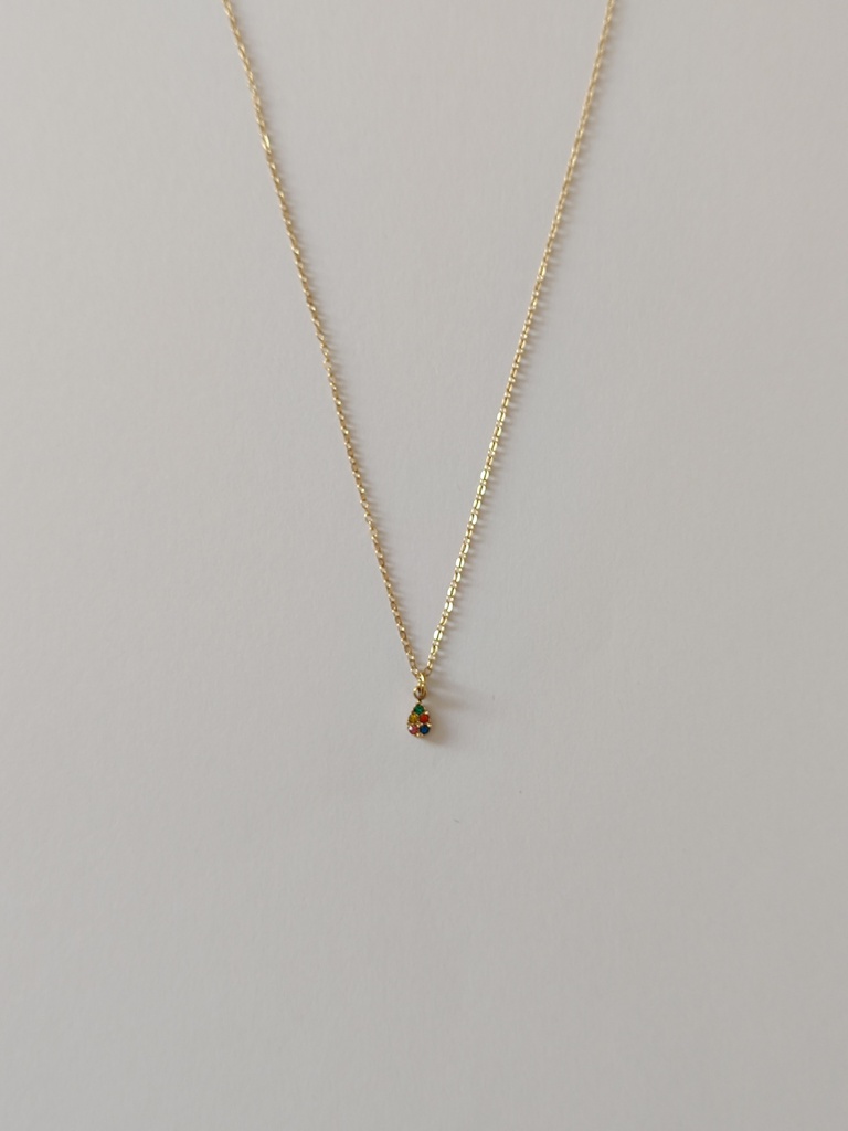 Collar Gota Circonitas Colores Dorado