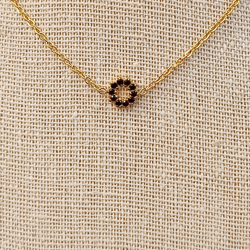 Collar Mini Estrella Circular Circonitas Negras