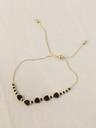 Pulsera Ajustable Corazones Negros Dorada