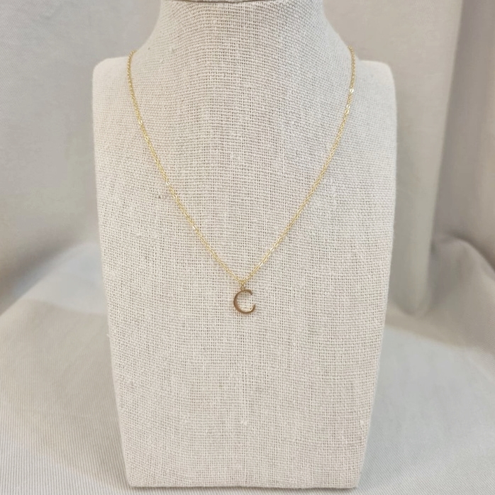 Collar Inicial Dorada Plana y Fina Letra &quot;C&quot;