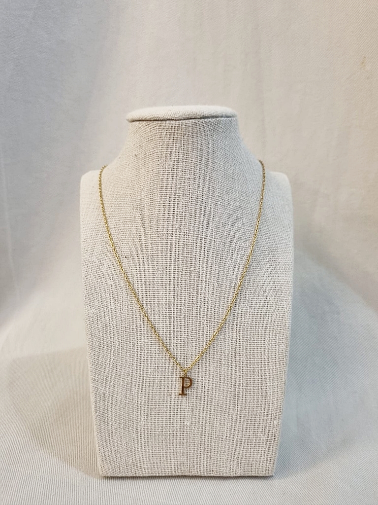 Collar Inicial Dorada Plana y Fina Letra &quot;P&quot;