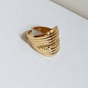 Anillo Doble Hoja Abstract Dorado