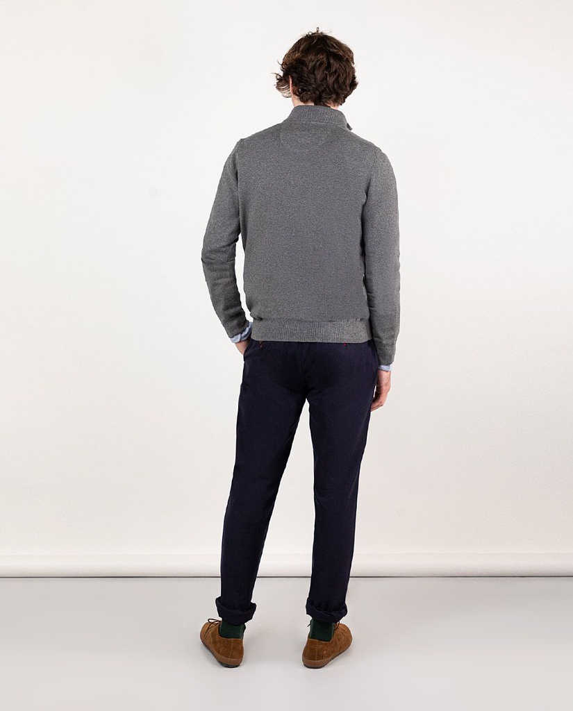 Jersey Cuello Cremallera Gris Melange - El Ganso