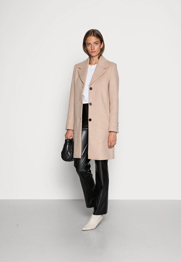 Abrigo Lana - Slfnew Sasja Wool Coat Beige - Selected Femme