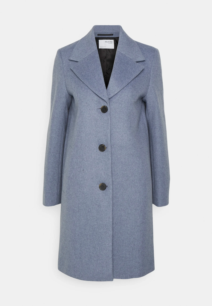 Abrigo Lana - Slfnew Sasja Wool Coat Blue - Selected Femme