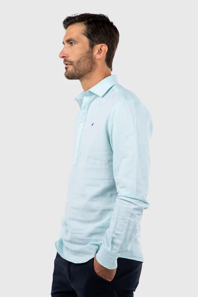 Camisa Polera Turquesa Lino  - Williot