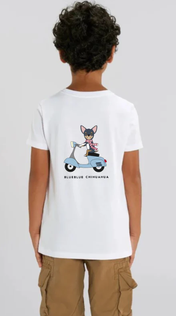 Camiseta Niños Algodón Orgánico Motero  - Blueblue Chihuahua