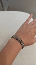 Pulsera Miyuki Negra con Zig zag Dorada