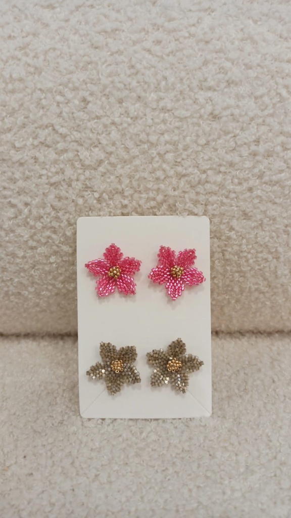 Pendientes Miyuki Mini Flor Rosa y Dorada EDIT