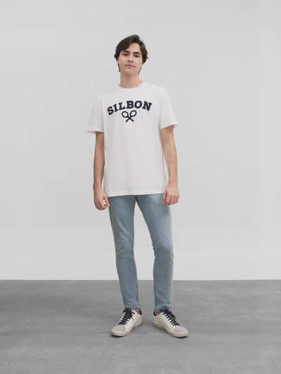 Camiseta Silbon Raqueta Media Blanca - Silbon