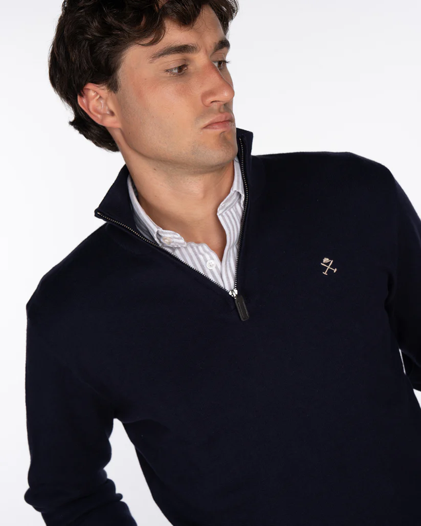 Jersey Zipper Navy Blue - Harper &amp; Neyer