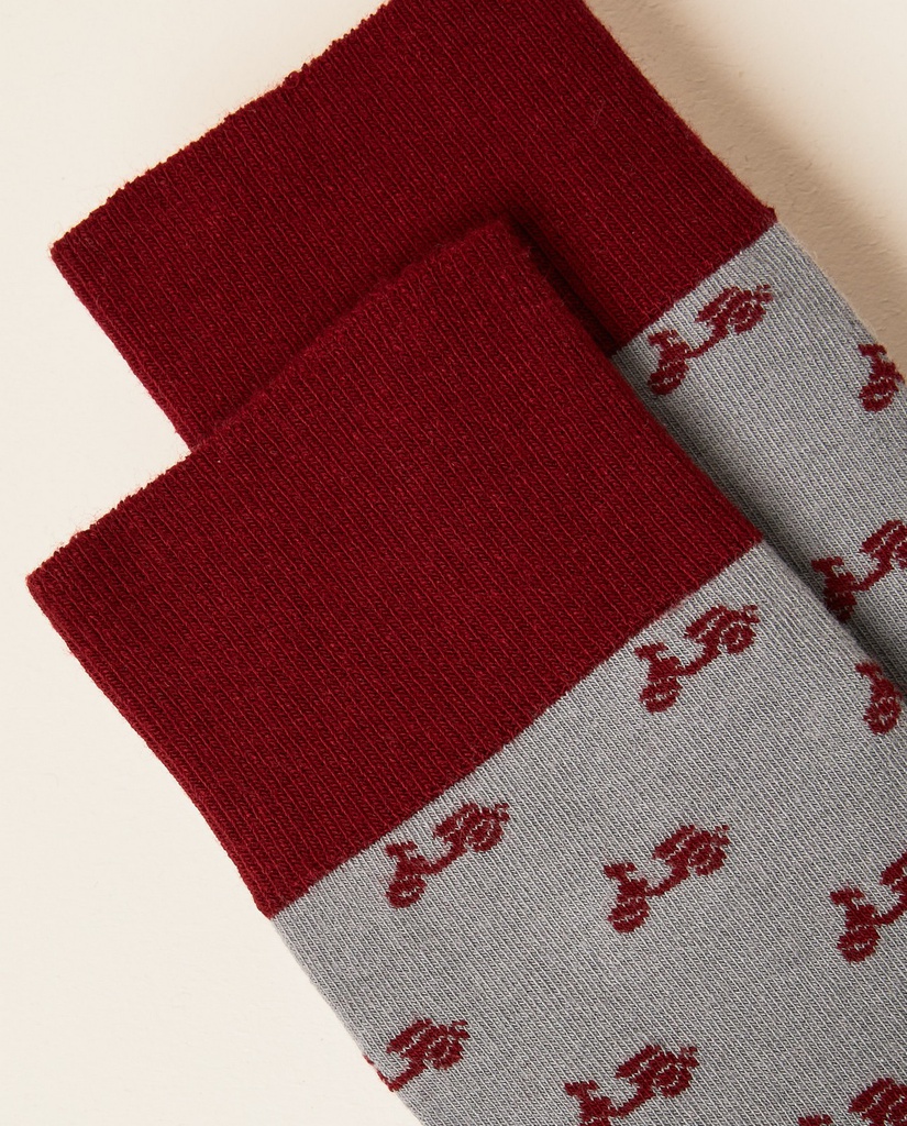 Calcetines Logo Gris y Granate - Scotta