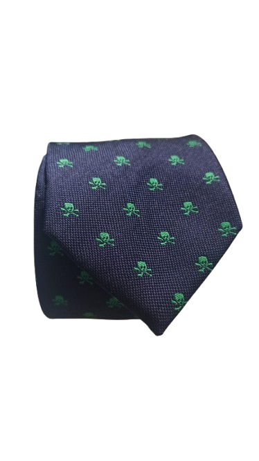 Corbata Azul Marino Calaveras Verdes - Stroget