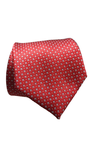 Corbata Roja Cuadros Grises Pequeños