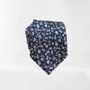 Corbata Azul Marino Floreada Toques Amarillos