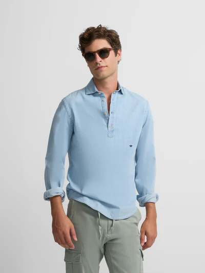 Camisa Vestir Celeste Clara Puño Simple - Silbon