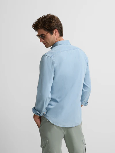 Camisa Vestir Celeste Clara Puño Simple - Silbon