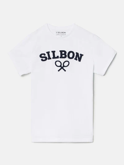 Camiseta Silbon Raqueta Media Blanca