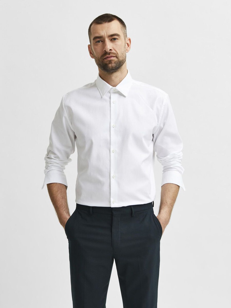 Camisa Bright White Slhregethan Shirt Ls Classic Noos - Selected Homme