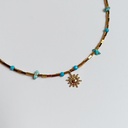 Collar Cadena De Pedrería Charm Sol Dorado