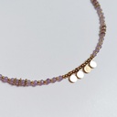 Collar Cadena De Pedrería Dorado y Rosa