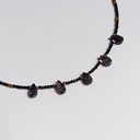 Collar Cadena De Pedrería Negro y Dorado con Piedras