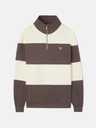Sudadera Media Cremallera Raya Ancha Marrón  - Silbon