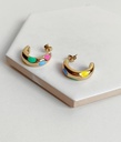 Pendientes Aro Bold Esmaltado Circular Colores Dorado