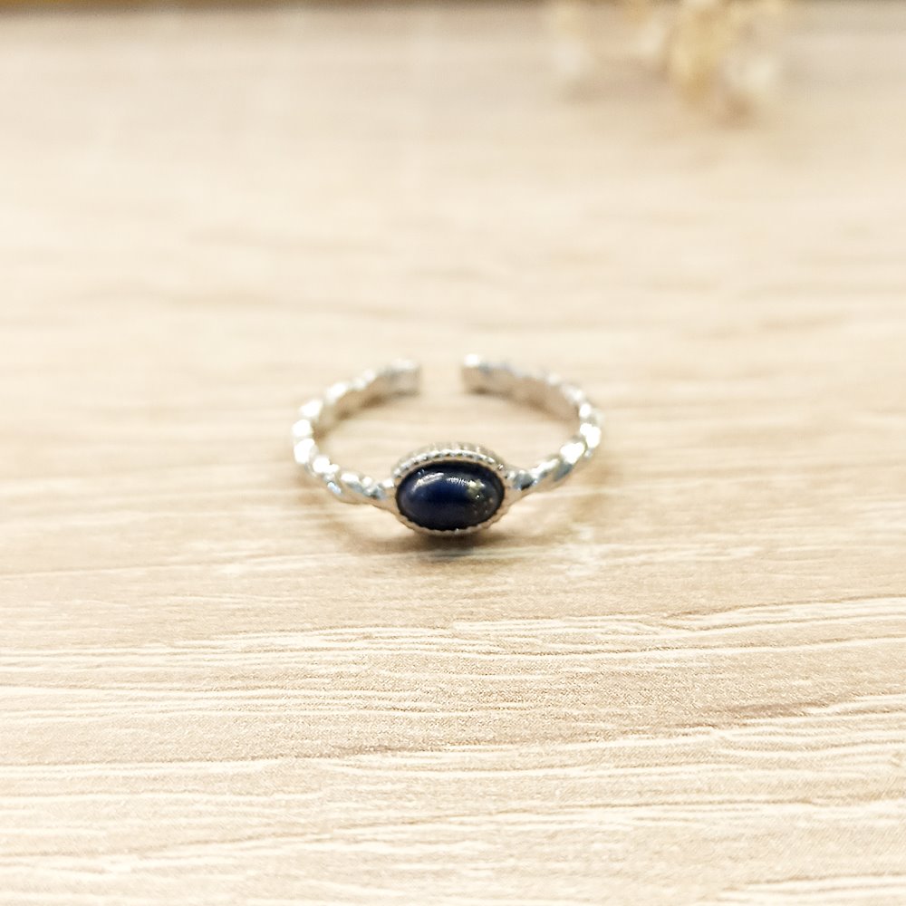 Anillo Óvalo Negro Plateado