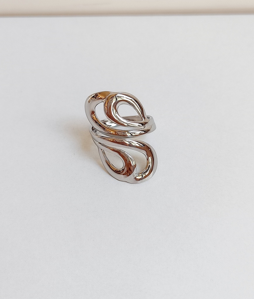 Anillo Ondas Plateado