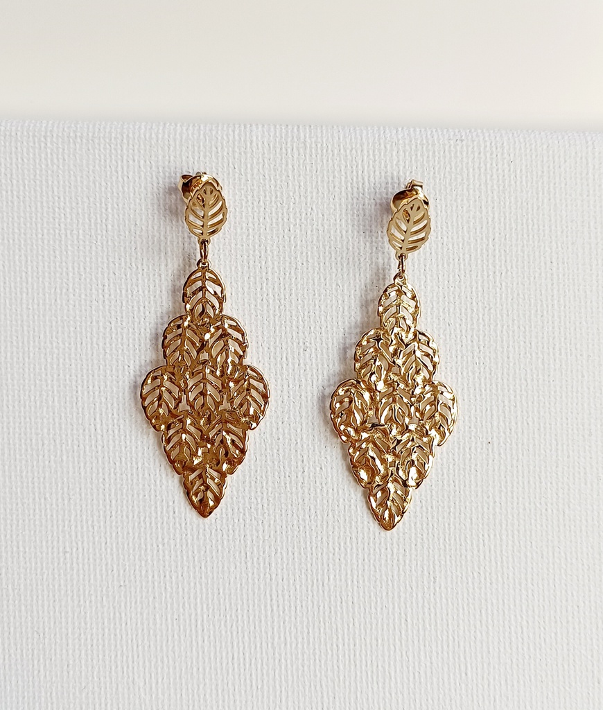 Pendientes Hoja Colgante Mutihojas Dorado