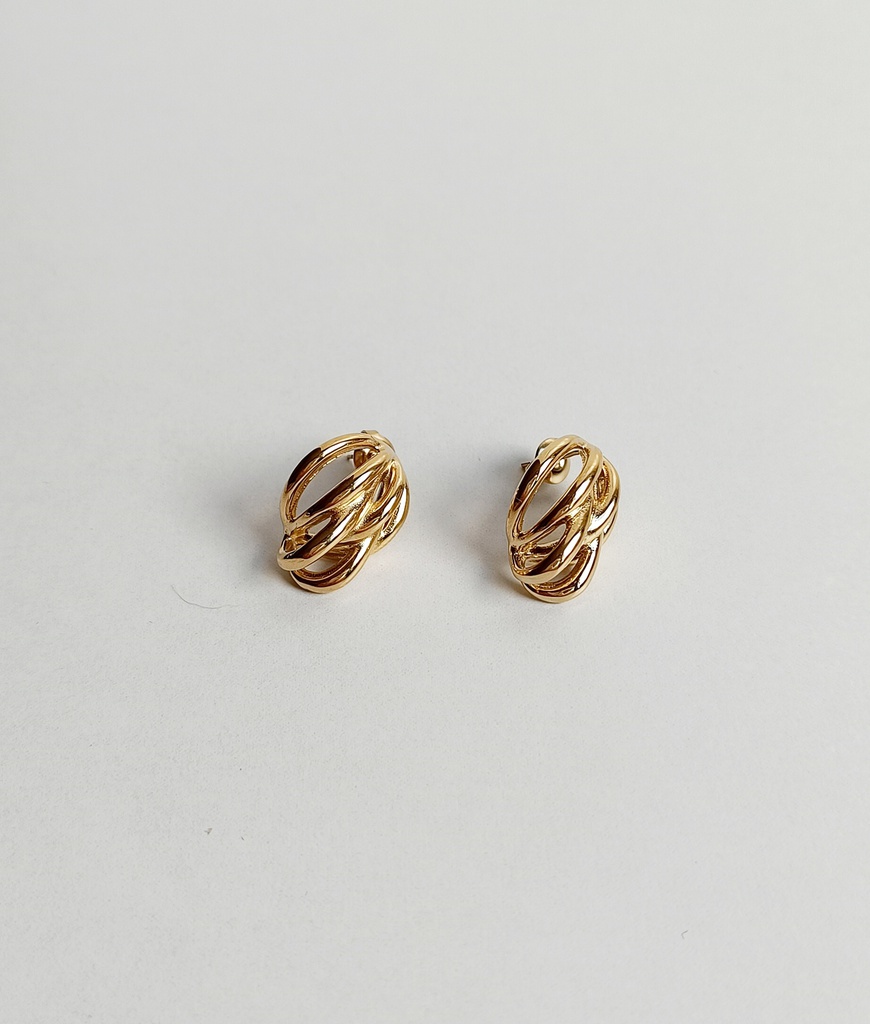 Pendientes Boton Efecto Multiaro Dorado