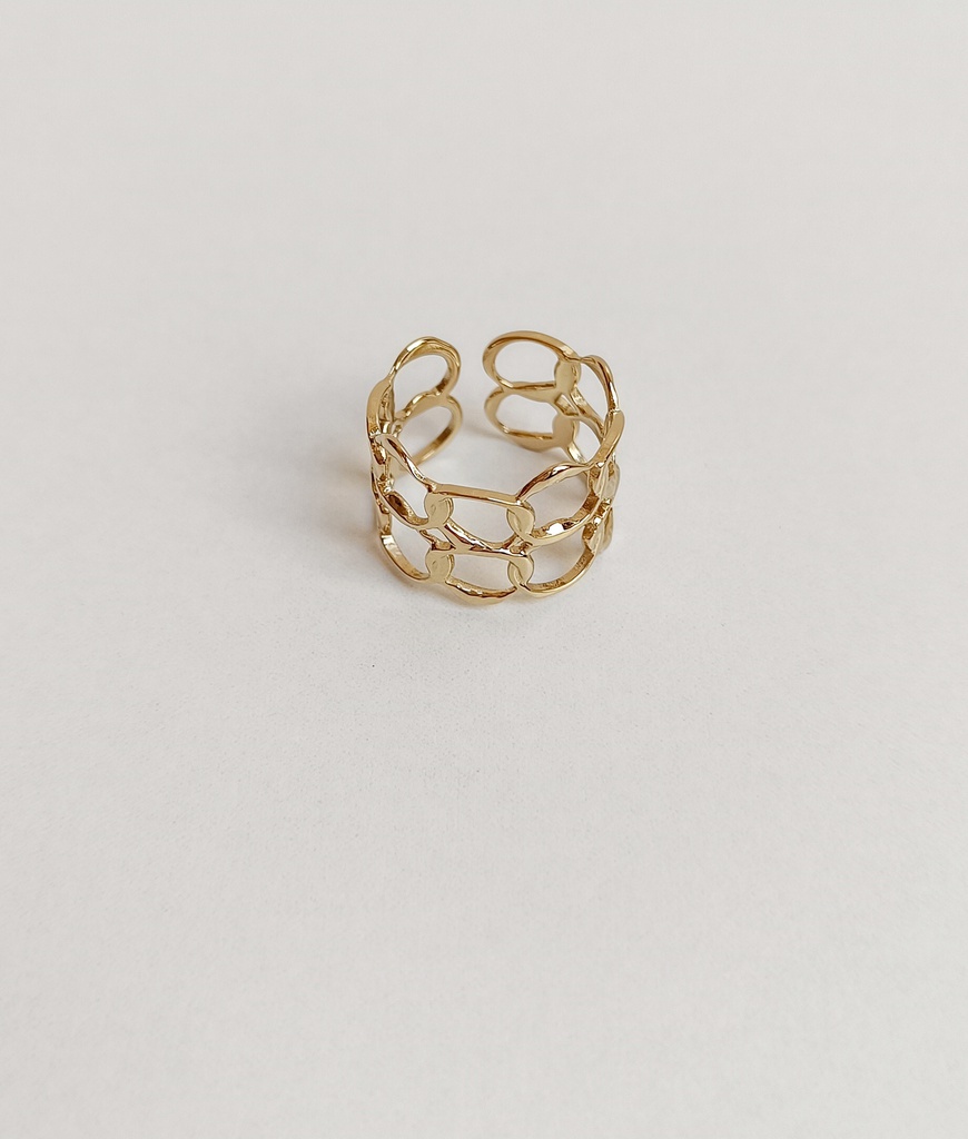 Anillo Círculos Entrelazados Dorado