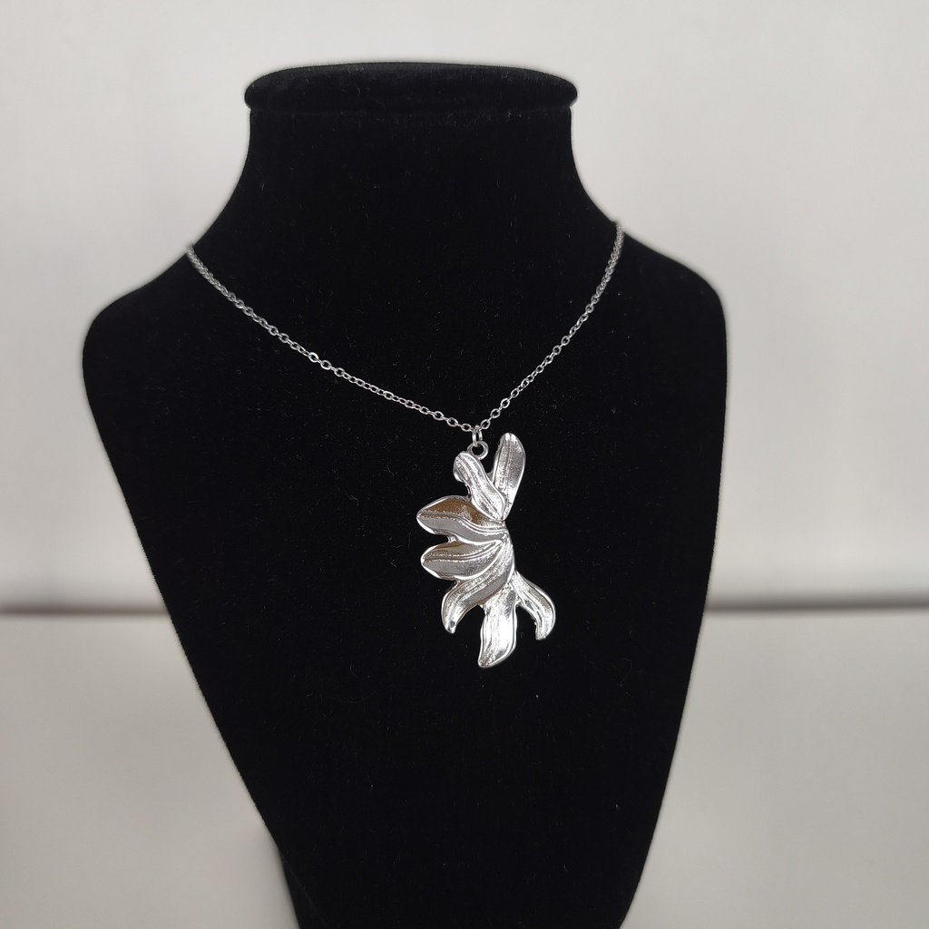 Collar Colgante Natura Relieve Plateado