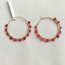 Aros Cuentas Rosa Fucsia Buganvilla Dorados