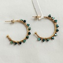 Pendientes Aro Abierto Cuentas Rock Verdes