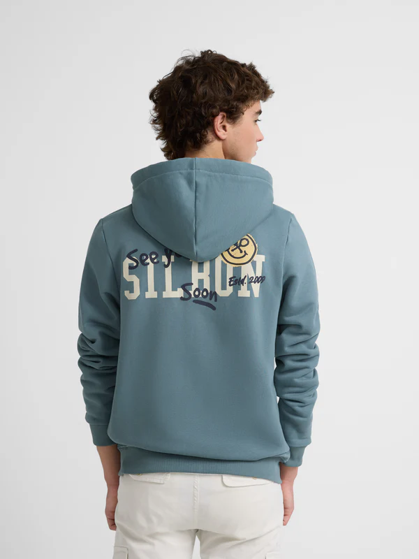 Sudadera Cremallera Hoodie Smile Petroleo - Silbon