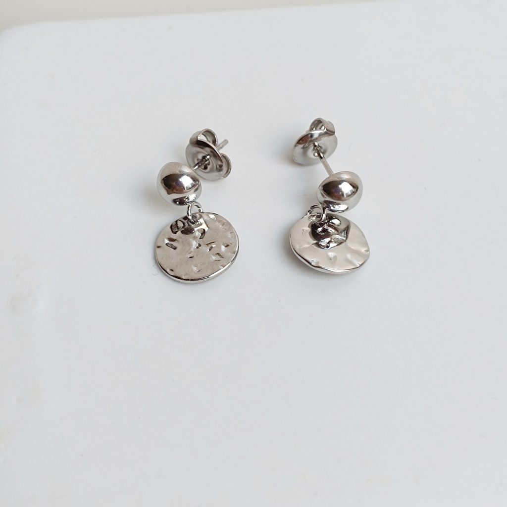 Pendientes Mini Chapita Relieve Plateado