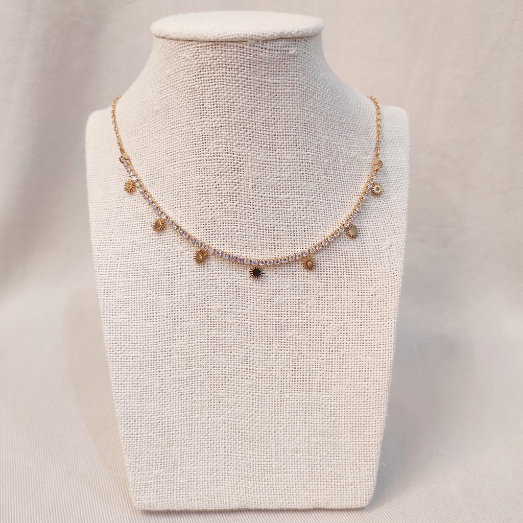 Collar Brillo Strass Multicharm Soles Dorado