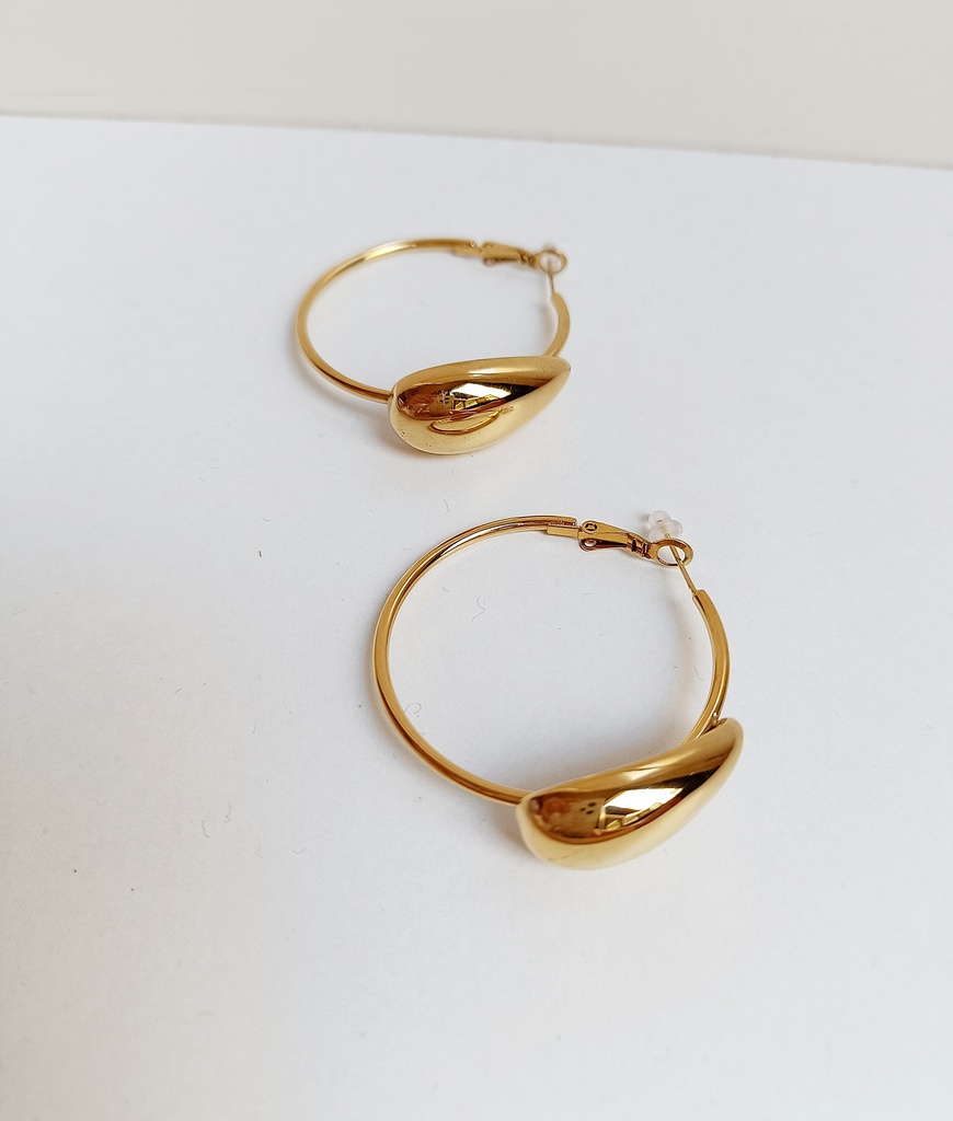 Pendientes Aro Grande Gota Frontal Dorado