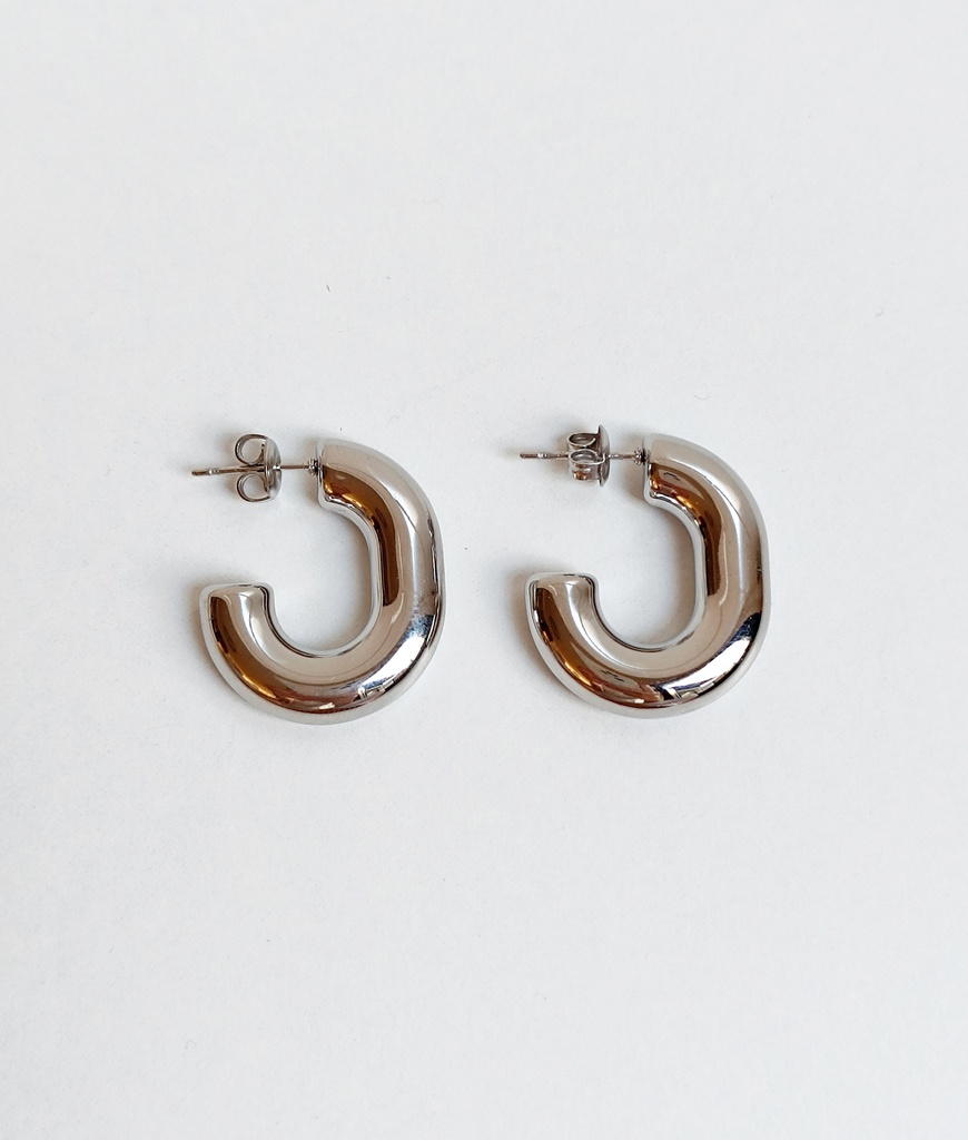 Pendientes Aro Ovalado Bold Plateado