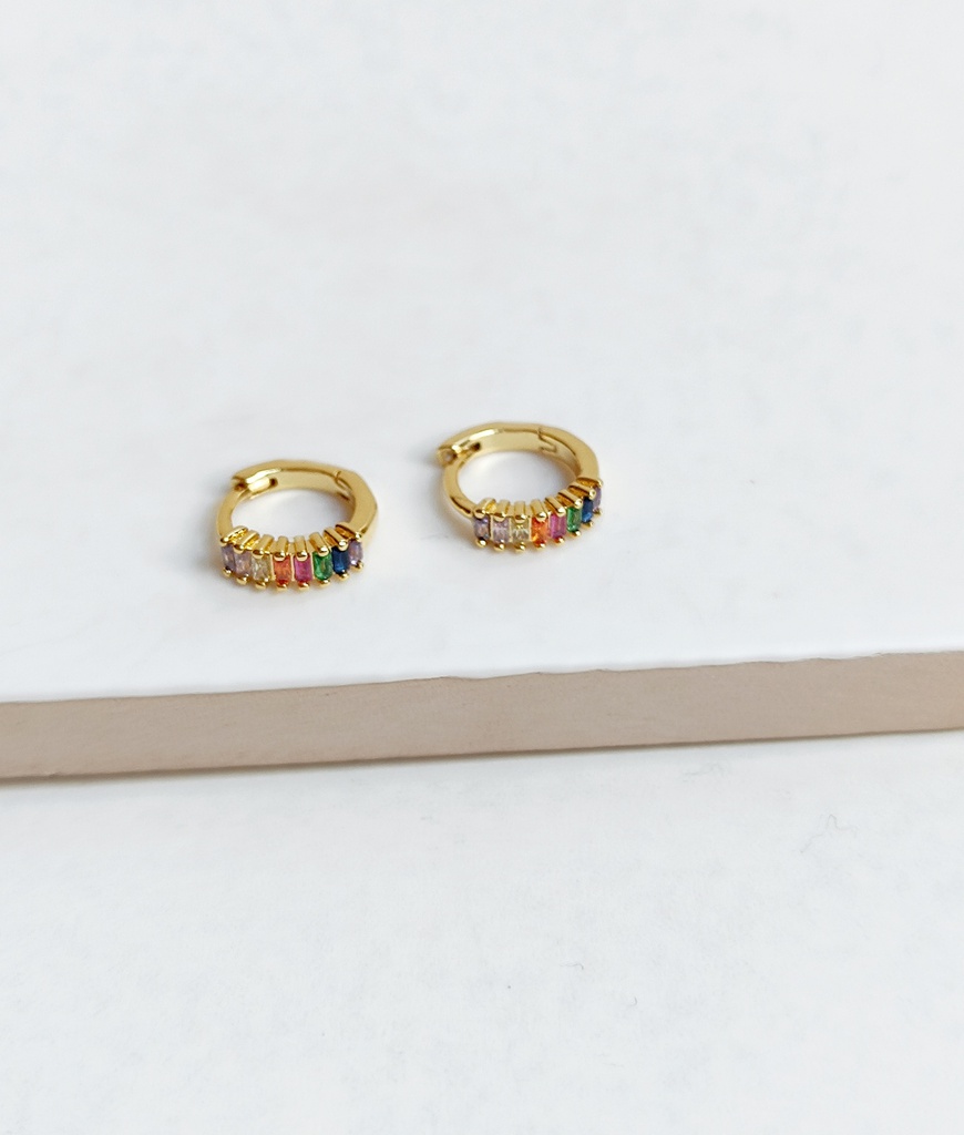 Aros Cristal Colores Dorado