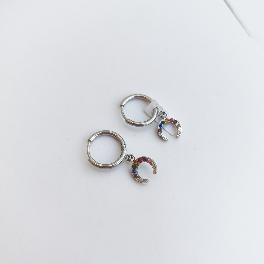 Arito Charm Luna Circonitas de colores Plateado