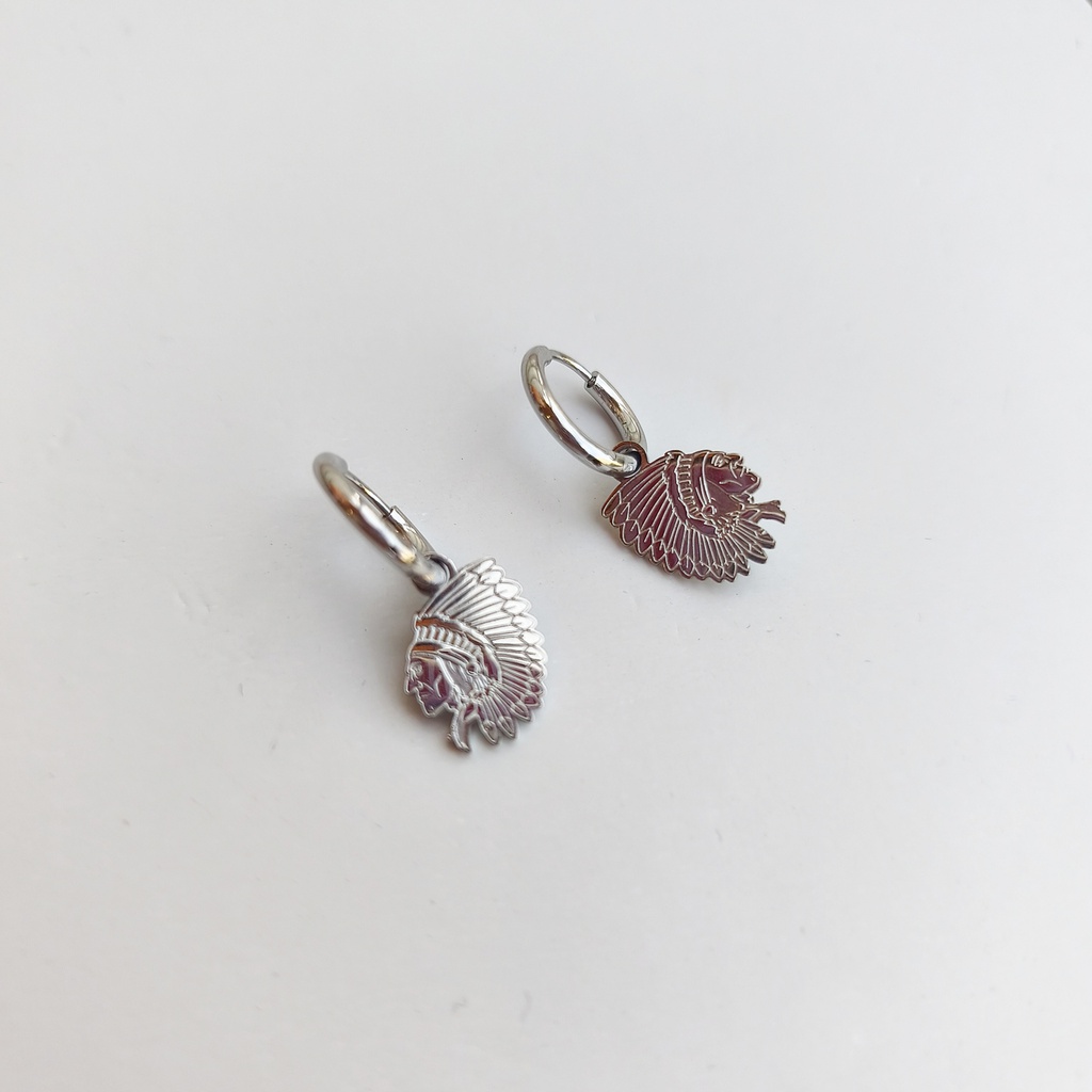 Aritos Charm Extraíble Indio  Plateado