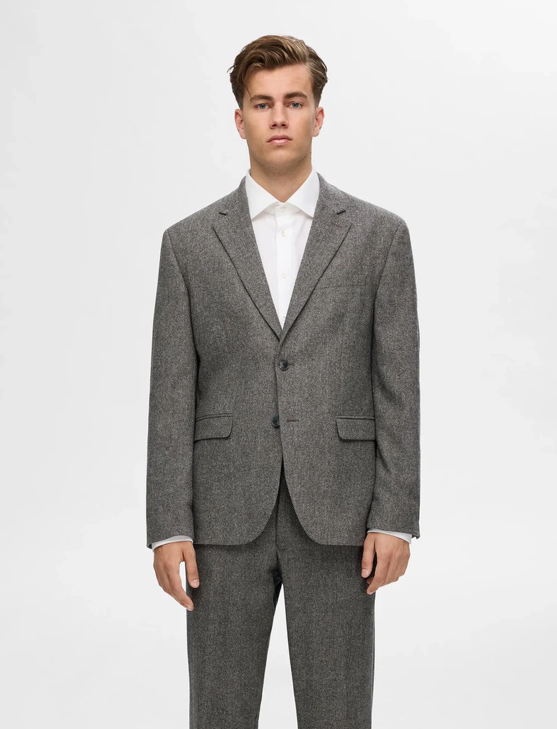 Slhslim-Reed Wool Blz Noos Grey - Selected