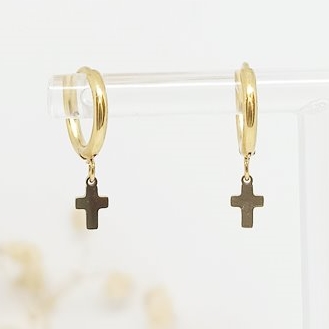 Aritos Charm Cruz Mini Dorado