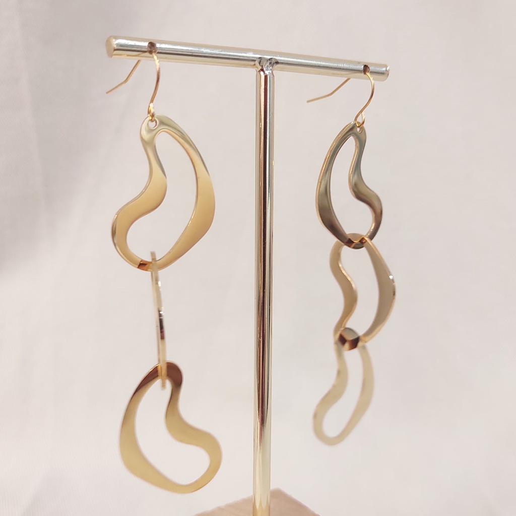 Pendientes Largos Triple Abstract Dorado