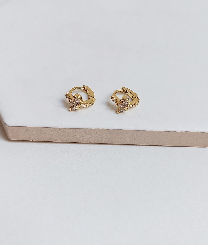 Aros Triple Corona circonita mini Dorado